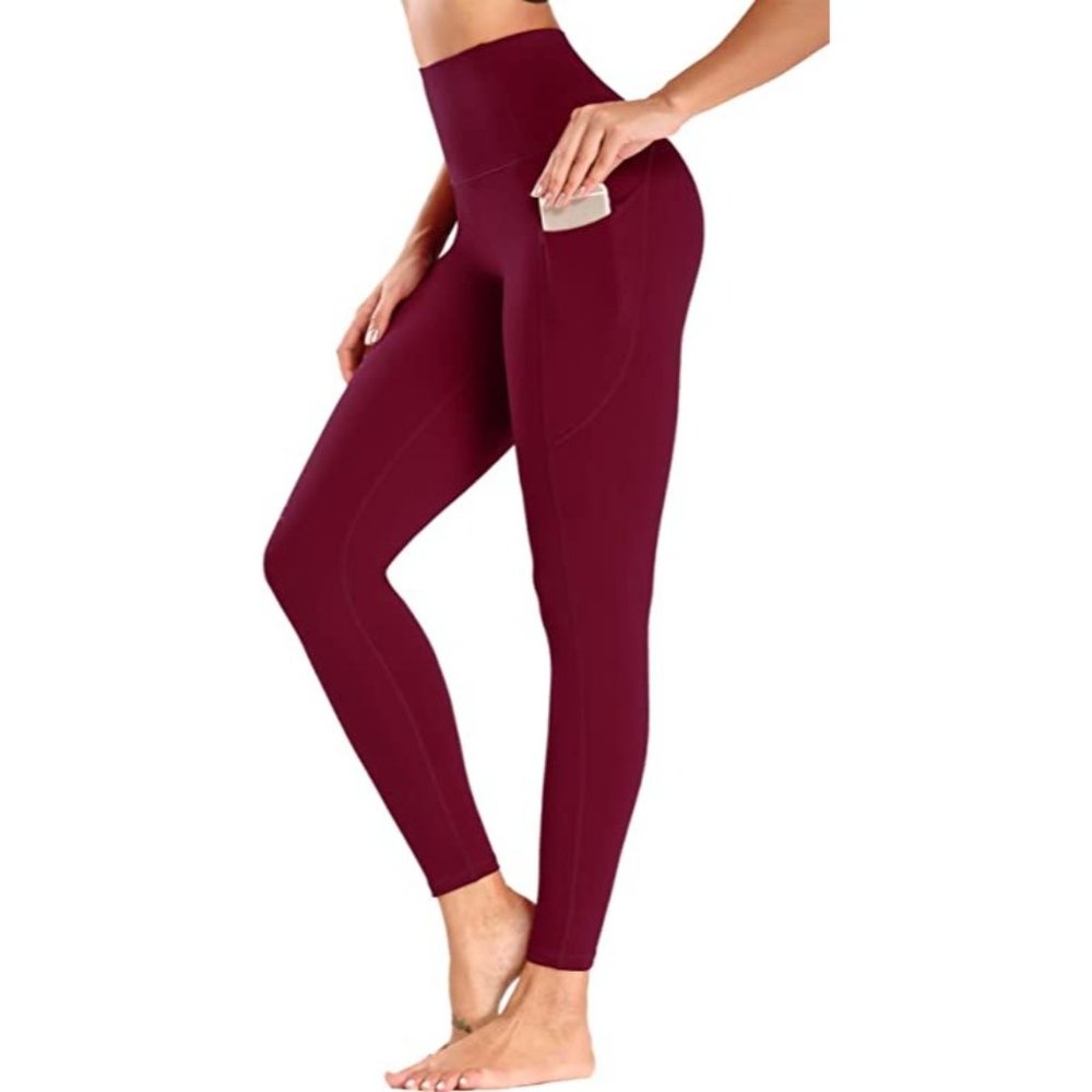 Olacia Leggings with Pockets for Women High Waisted Tummy Control Soft Workout L